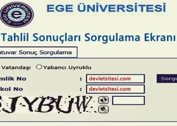 Ege Üniversitesi Tahlil Sonuçları